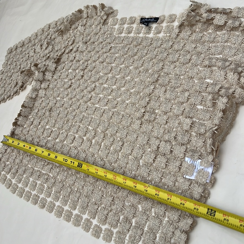 Ivory/Cream Sheer Flower Crochet-Like Top Never Worn - Picture 9 of 16